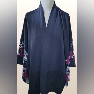 Alfani Lace Trim Kimono black size L Xl